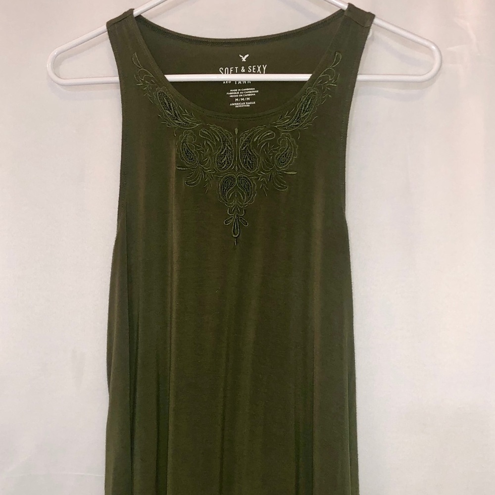 American Eagle Olive Green Tank Top Medium